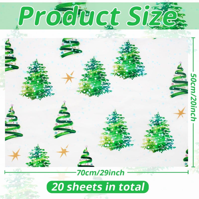 Benvo Christmas Tissue Paper 20x29 Inch - 20 Sheets Decoupage Craft Paper for Xmas Gift Wrapping, Flower DIY Art Projects Decorations(Hloiday Design) - Image 2